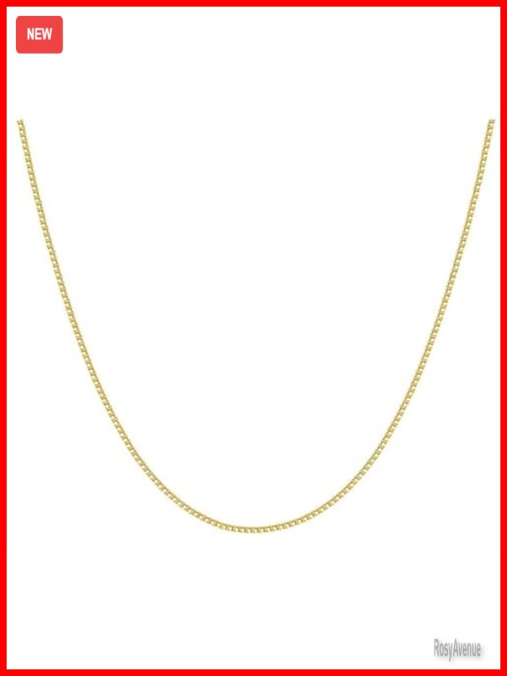 14K Solid Yellow Gold Box Chain Necklace 24in Minimalist
